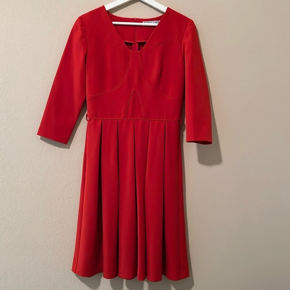 Tailored Crepe Midi Dress in Red
